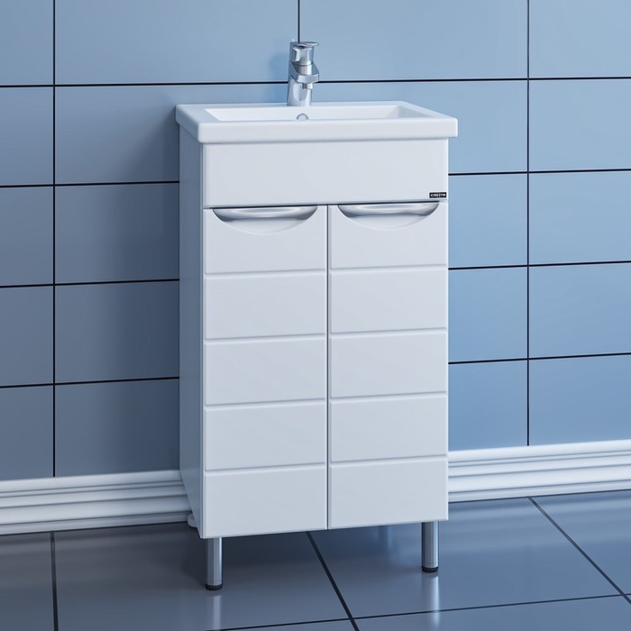 Тумба напольная «СаНта. Родос 50», с раковиной «Фостер 50», цвет белый