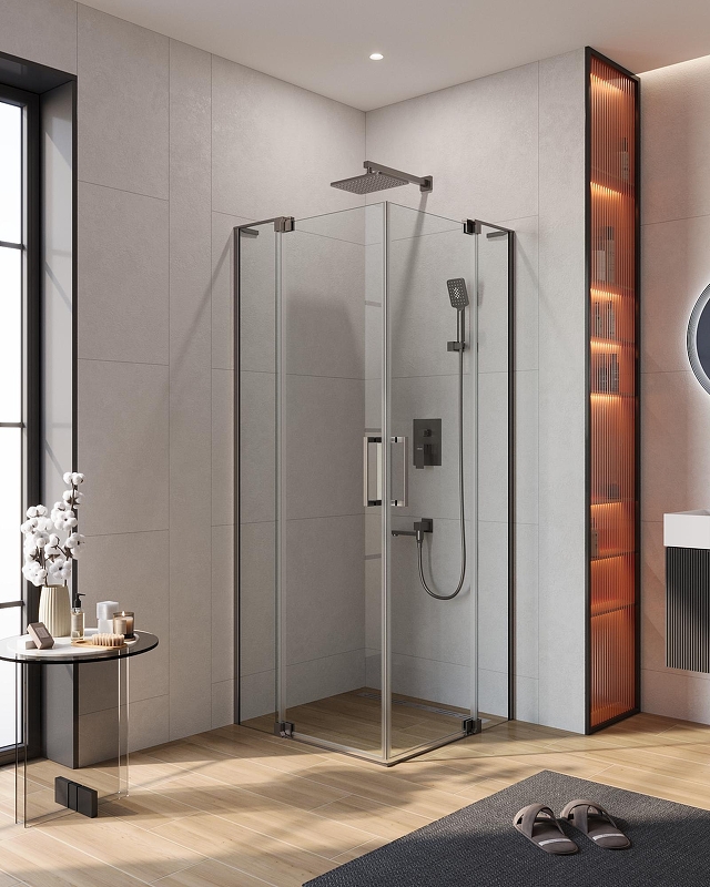 Душевой уголок Cezares Slider 80х80 SLIDER-A-2-70/80-C-GM профиль Оружейная сталь стекло прозрачное