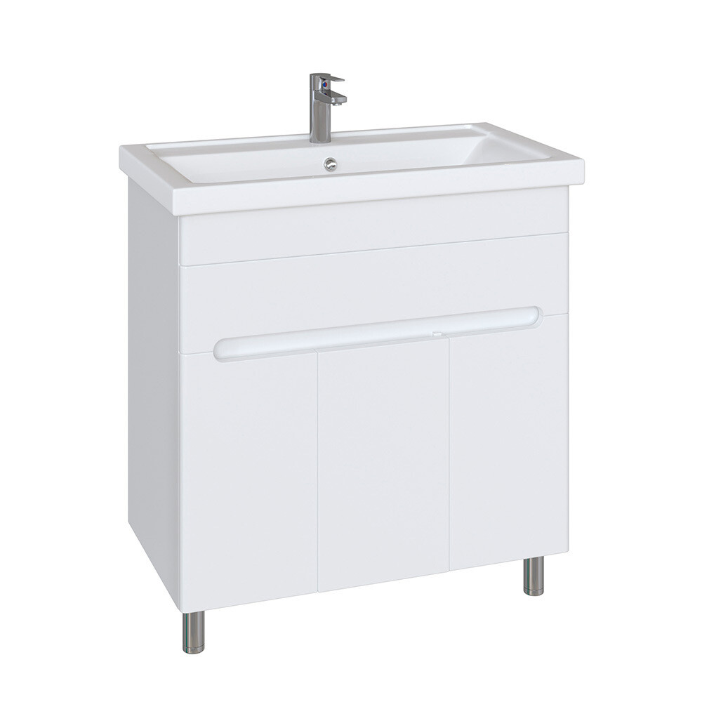 Комплект тумба с раковиной Sanstar Модена 80 см напольная белая (225.1-1.4.1.КФОС)