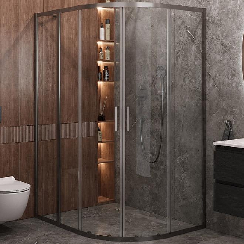 Душевой уголок Cezares Molveno 120x100 MOLVENO-RH-2-120/100-C-GM-IV профиль Оружейная сталь стекло прозрачное