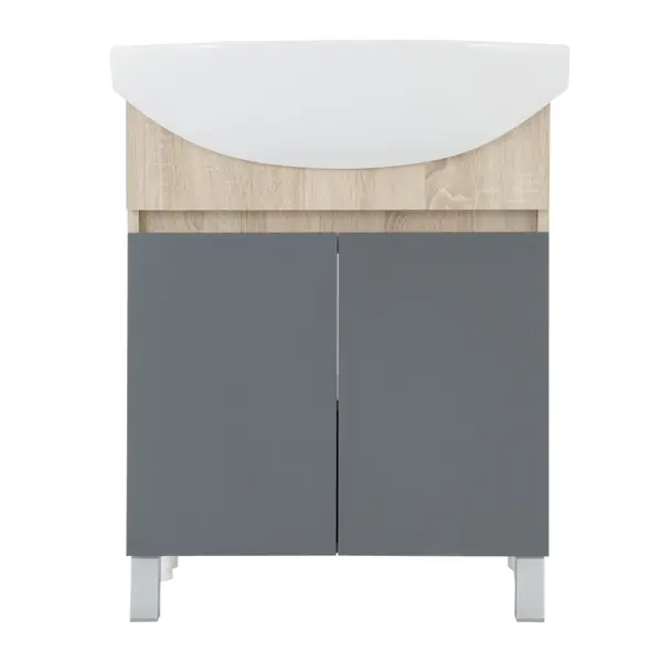 Тумба напольная Соло 48.5 см под раковину Элегия 50 цвет серый с раковиной Универсал Элегия 50x41.5 см