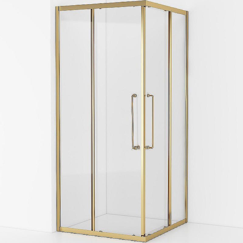 Душевой уголок Cezares Relax-304 100x100 RELAX-304-A-2-100-C-BORO профиль Брашированное золото стекло прозрачное