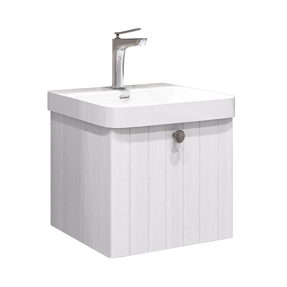 Комплект тумба с раковиной Comforty Сантьяго 50 см подвесная ясень беленый (00-00021667CF)