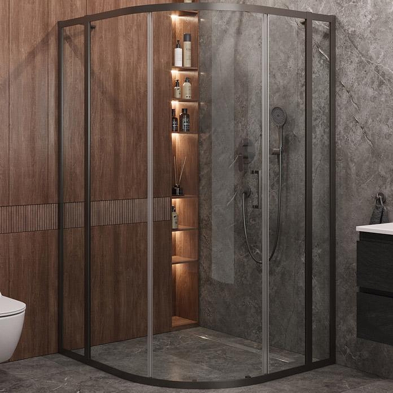 Душевой уголок Cezares Molveno 120x110 MOLVENO-RH-11-120/110-C-GM-IV профиль Оружейная сталь стекло прозрачное