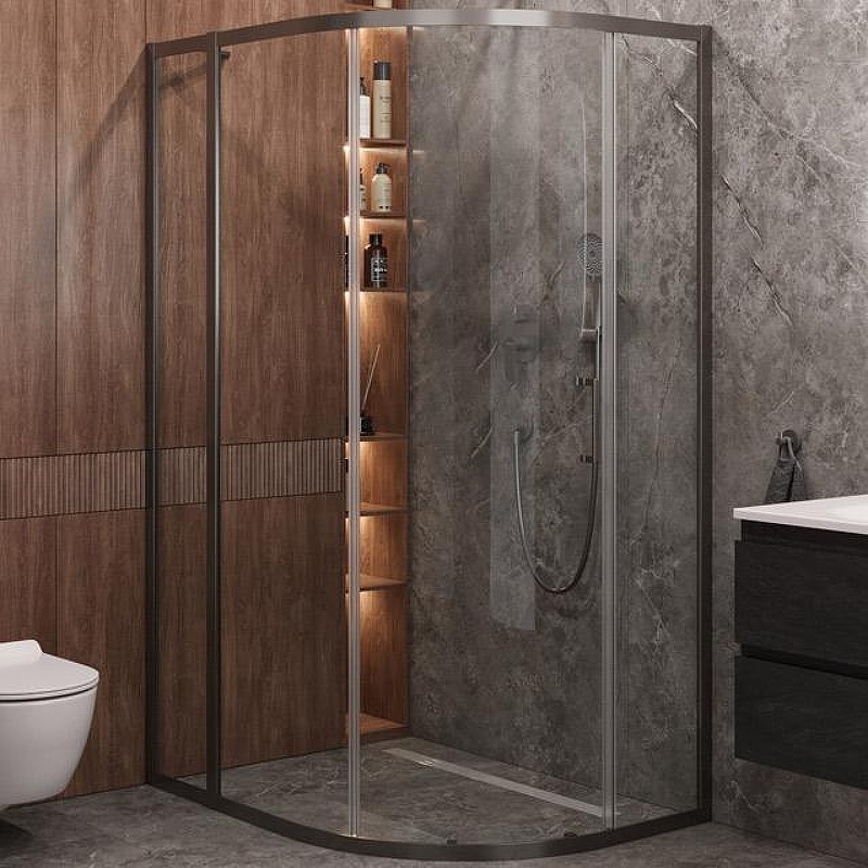 Душевой уголок Cezares Molveno 110x90 MOLVENO-RH-1-110/90-C-GM-IV профиль Оружейная сталь стекло прозрачное