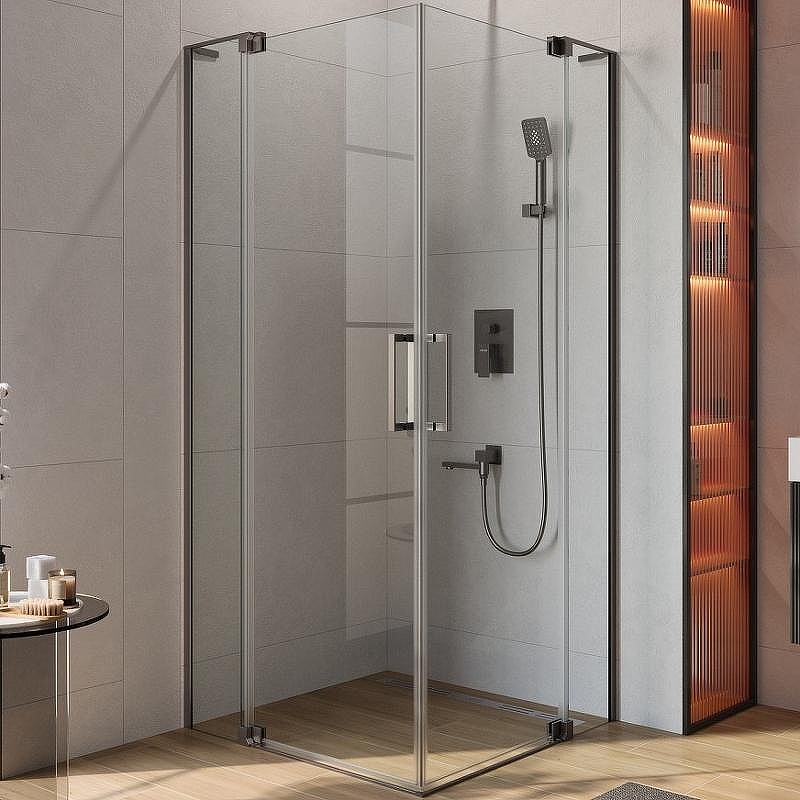 Душевой уголок Cezares Slider 90x90 SLIDER-A-2-80/90-C-GM профиль Оружейная сталь стекло прозрачное