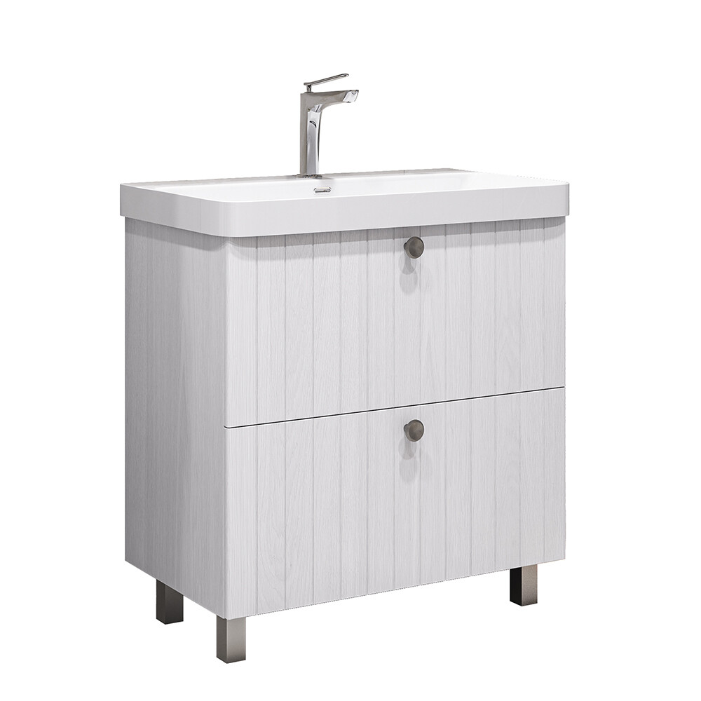 Комплект тумба с раковиной Comforty Сантьяго 80 см напольная ясень беленый (00-00021031CF)