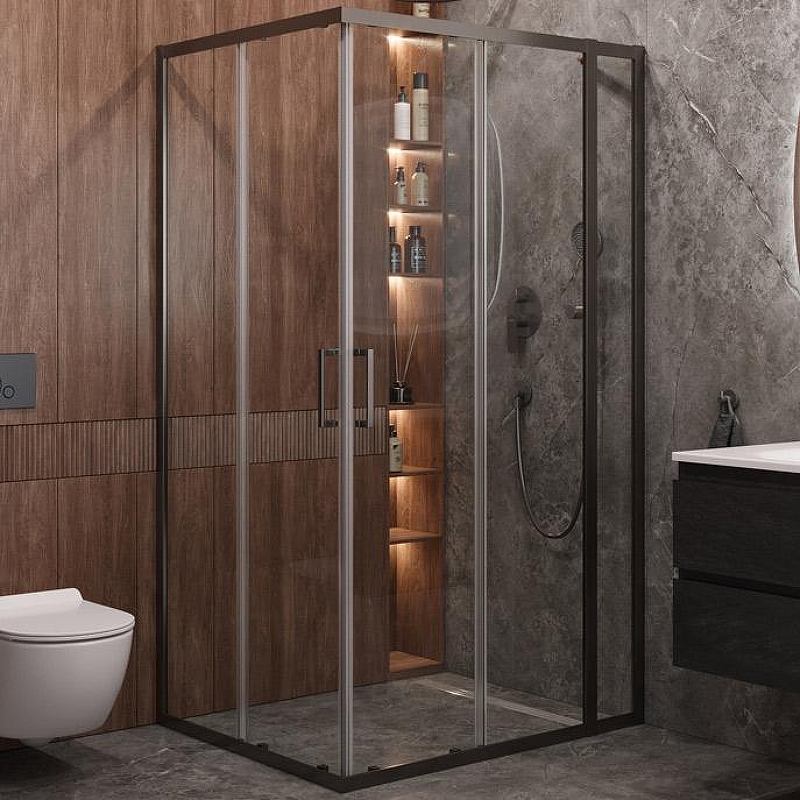 Душевой уголок Cezares Molveno 120x90 MOLVENO-AH-21-90+30-C-GM-IV Оружейная сталь стекло прозрачное