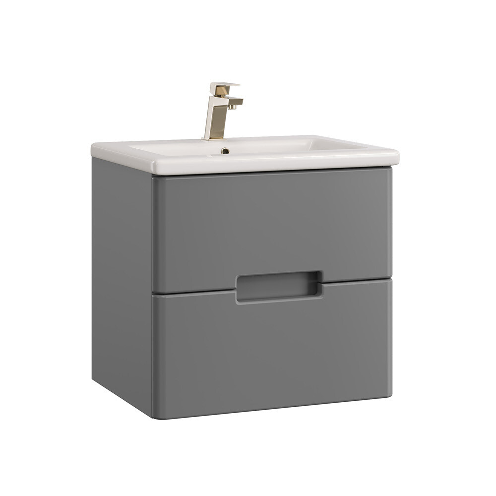 Комплект тумба с раковиной Sanstar Noche 50 см подвесная графит софт (421.1-1.4.1.ККОМ)