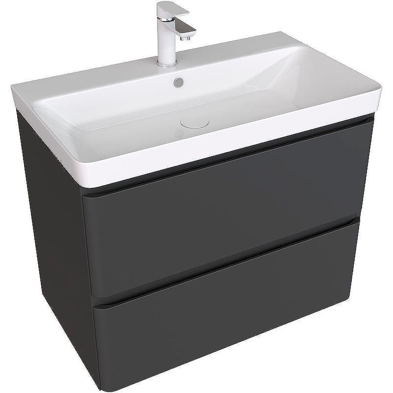 Тумба под раковину Aquanet Эмбер 80 330468 подвесная Черная матовая