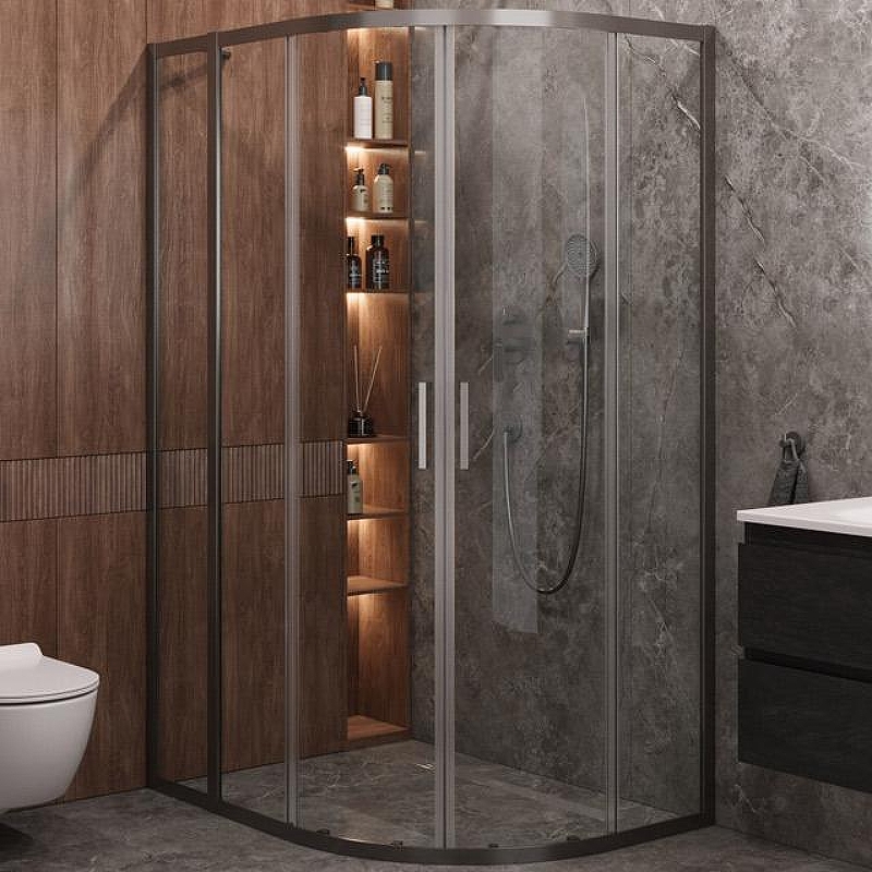 Душевой уголок Cezares Molveno 110x90 MOLVENO-RH-2-110/90-C-GM-IV профиль Оружейная сталь стекло прозрачное